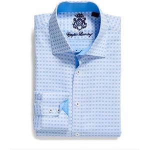 Blue Sky Check English Laundry Men's Dress Shirt {Stretch Cotton}